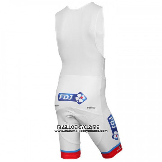 2016 Maillot Ciclismo FDJ Blanc et Rouge Manches Courtes et Cuissard